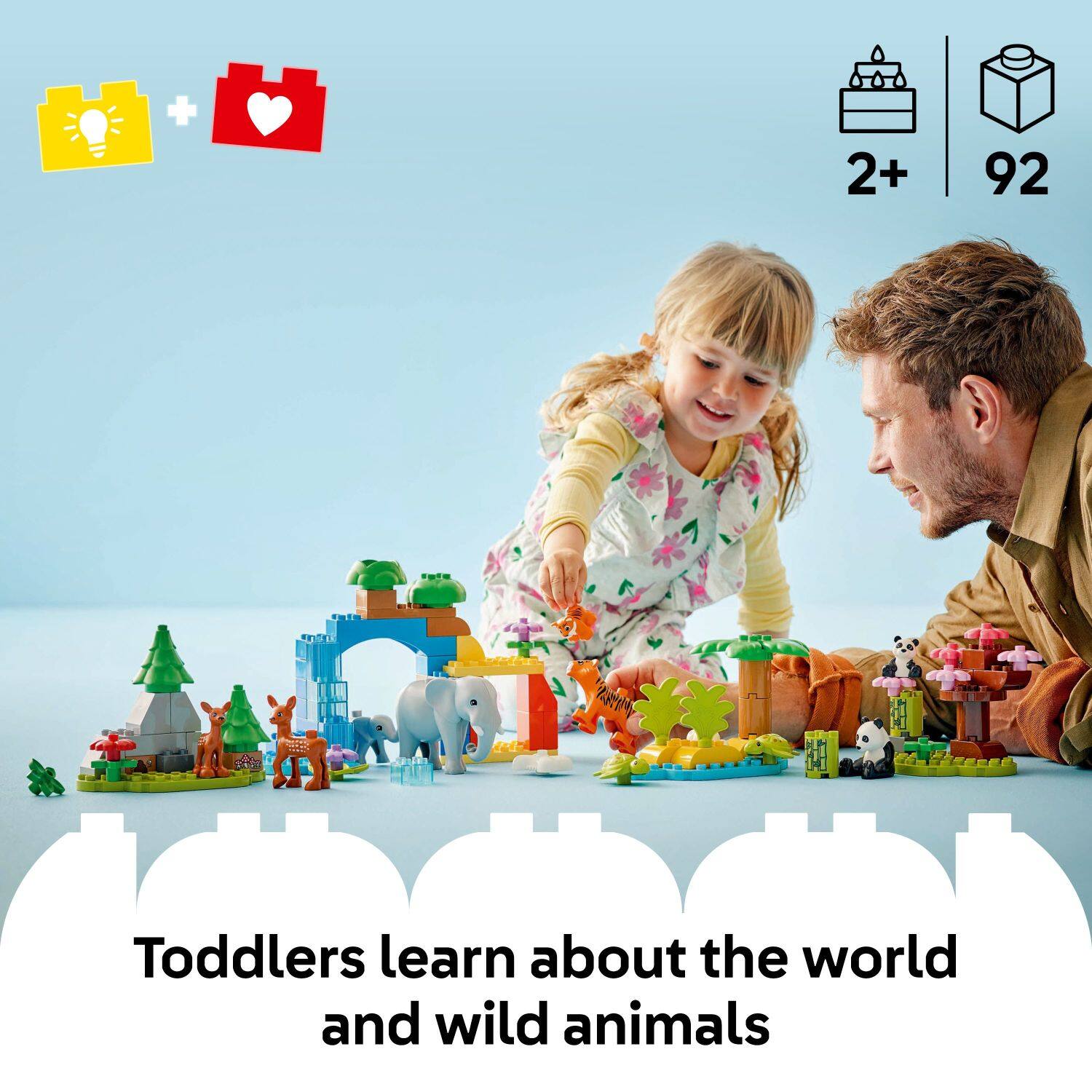 Toddlers learn about the world and wild animals.