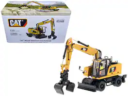 CAT Caterpillar M318F Wheeled Excavator with Operator "High Line Series" 1/50 Diecast Model by Diecast Masters - Yellow