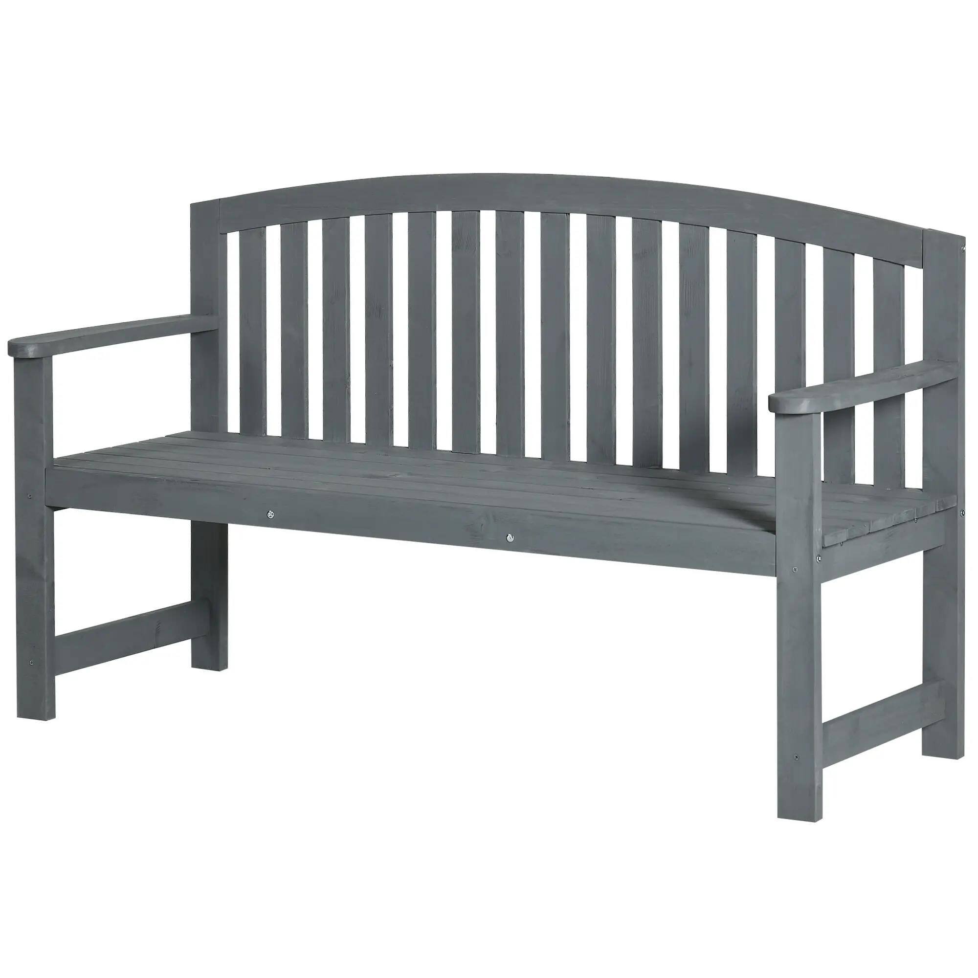 Angle. Resenkos - Resenkos 56" Outdoor Bench, 2-Person Wooden Seat, Back & Arm Support, Patio, Porch, Poolside, Balcony, Gray - Gray.