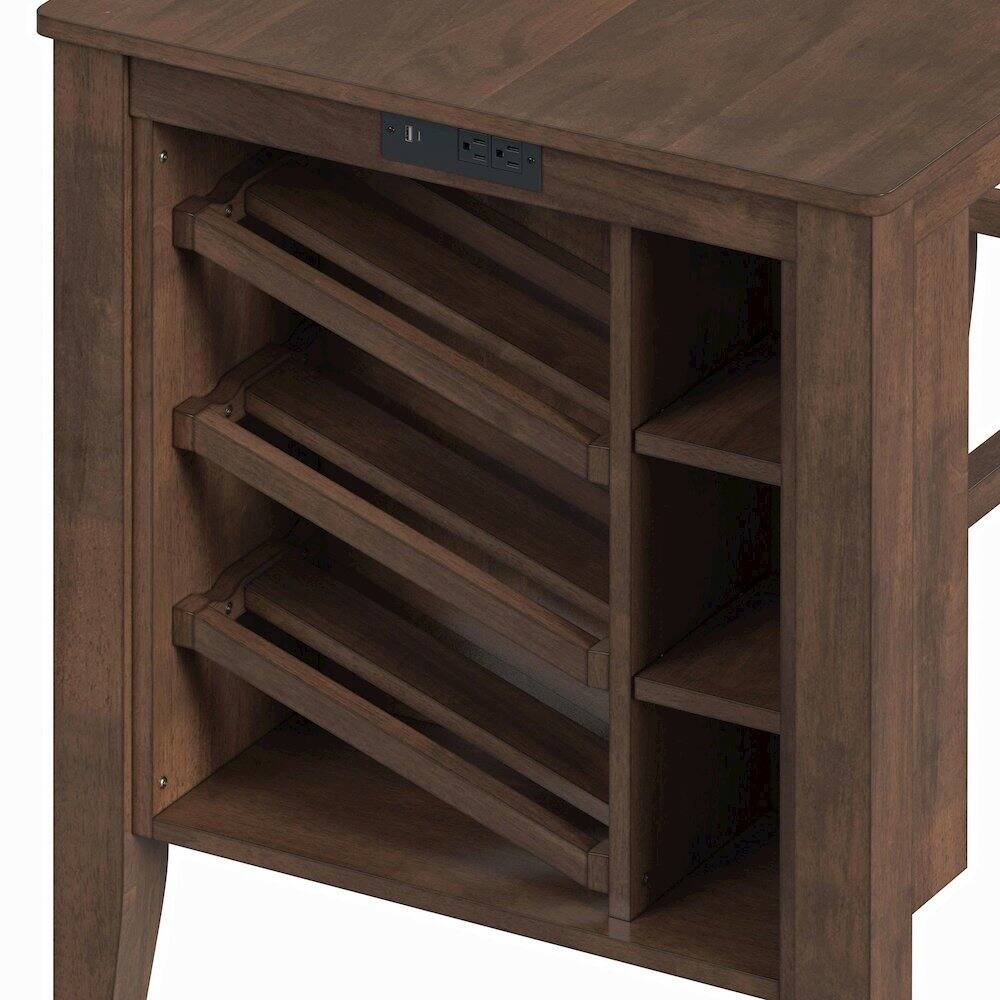 Alt View 10. Picket House Furnishings - Veronica Kitchen Island & 2 Counter Stools with Dark Grey Fabric in Walnut - Walnut.