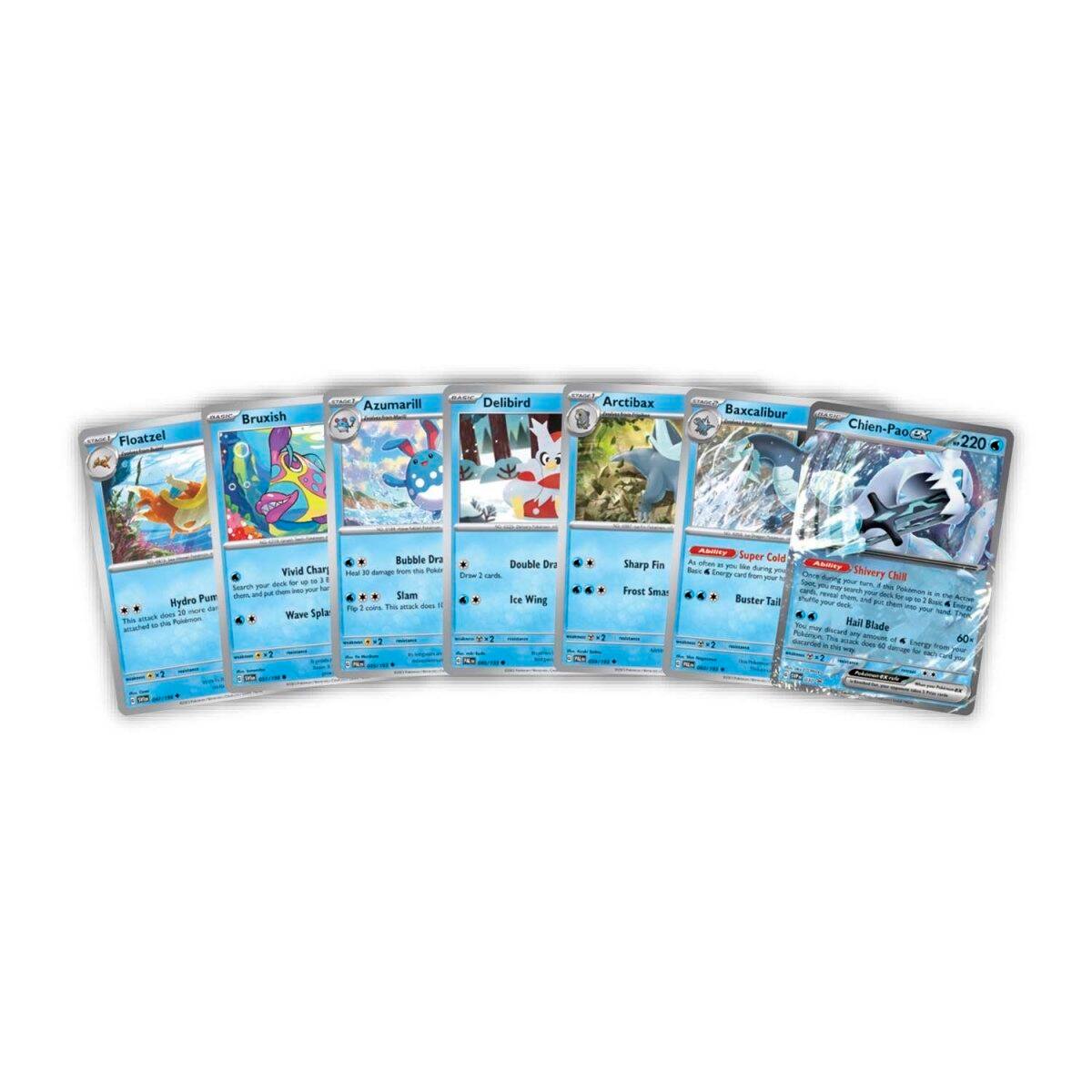 Floatzel  
Bruxish  
Azumarill  
Delibird  
Arctibax  
Baxcalibur  
Chien-Pao  

Hydro Pump  
Vivid Charm  
Wave Splash  
Bubble Dra  
Slam  
Double Ice Wing  
Sharp Fin  
Frost Smash  
Super Cold  
Shivery Chill  
Buster Tail  
Hail Blade  

20  
220  
60