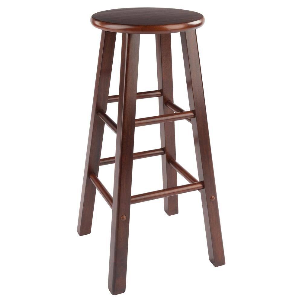 Left. FurniFact - Walnut Solid Wood Counter Height Bar Stools Set of 2 - Walnut.