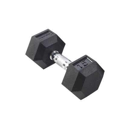 Inspire - Fitness 15 LB Rubber Dumbbell - Black