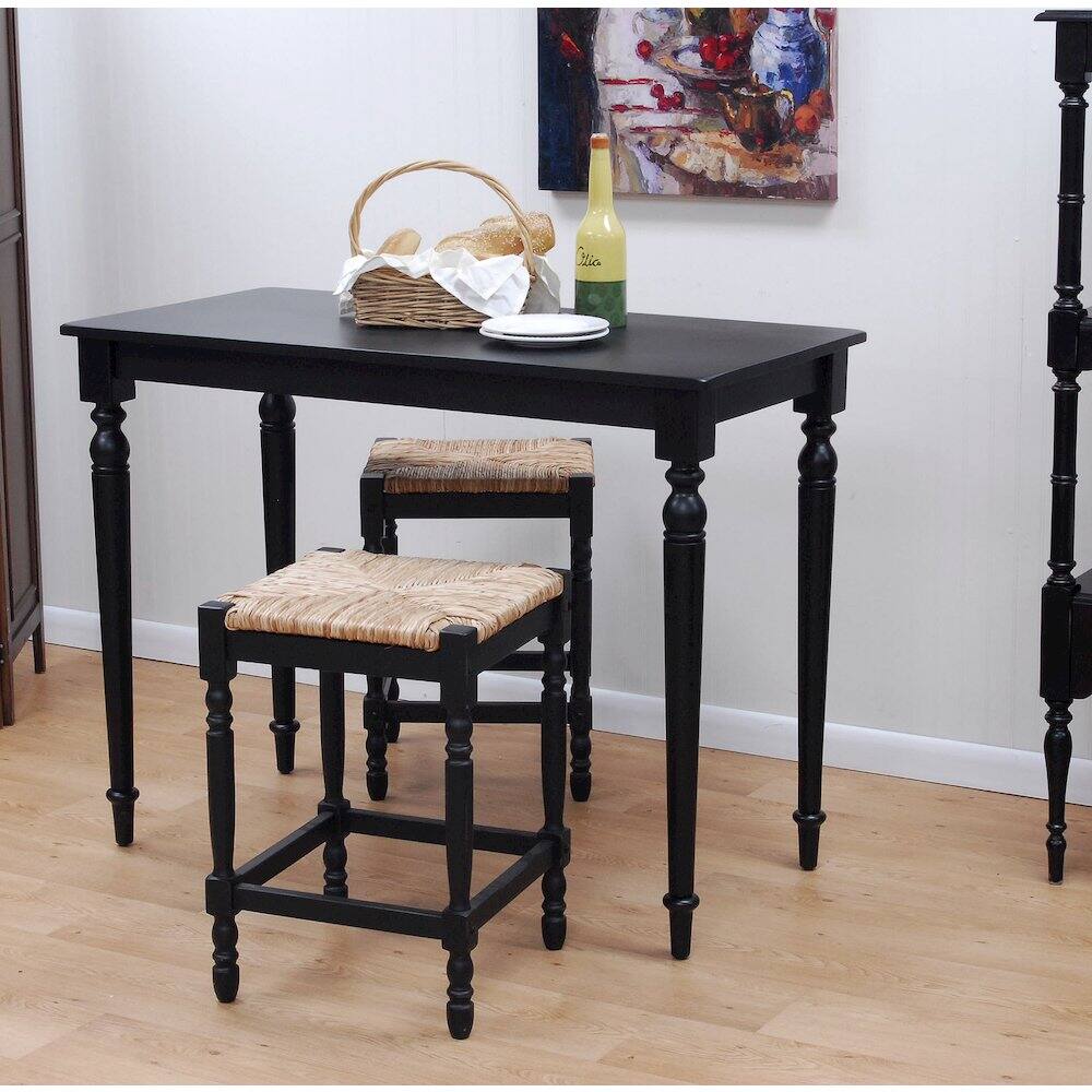 Angle. Carolina Chair & Table - Hawthorne Bar Table with 2 Counter Stools - Antique Black - Antique Black.
