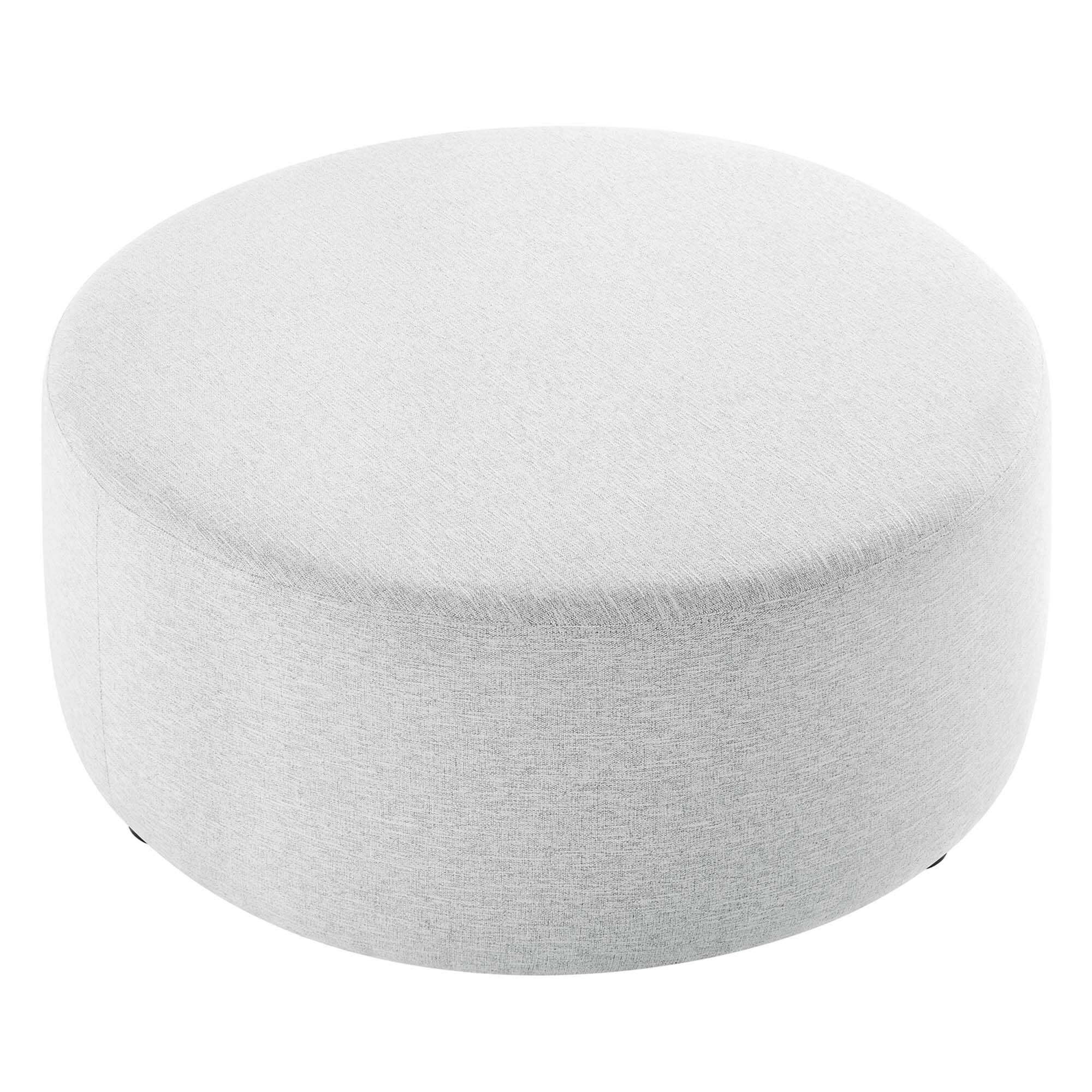 Alt View 2. Modway - Callum Large 38" Round Woven Heathered Fabric Upholstered Ottoman by Modway - Heathered Weave Light Gray.