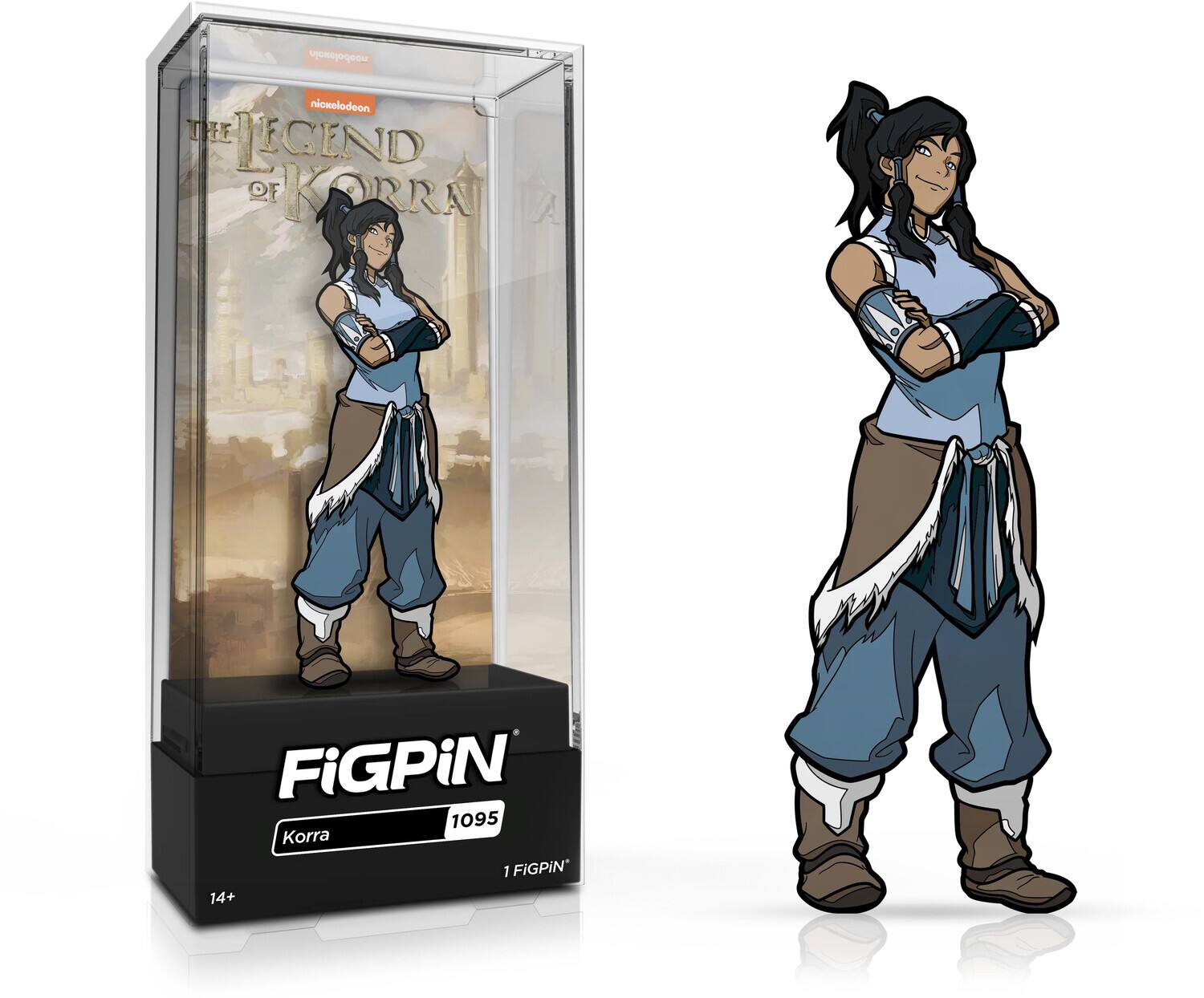 The text on the image is: "Nickelodeon The Legend of Korra A Figpin 1095 Korra 1 Figpin 14+"

Corrected and grouped text: "Nickelodeon The Legend of Korra A Figpin 1095 Korra 1 Figpin 14+"