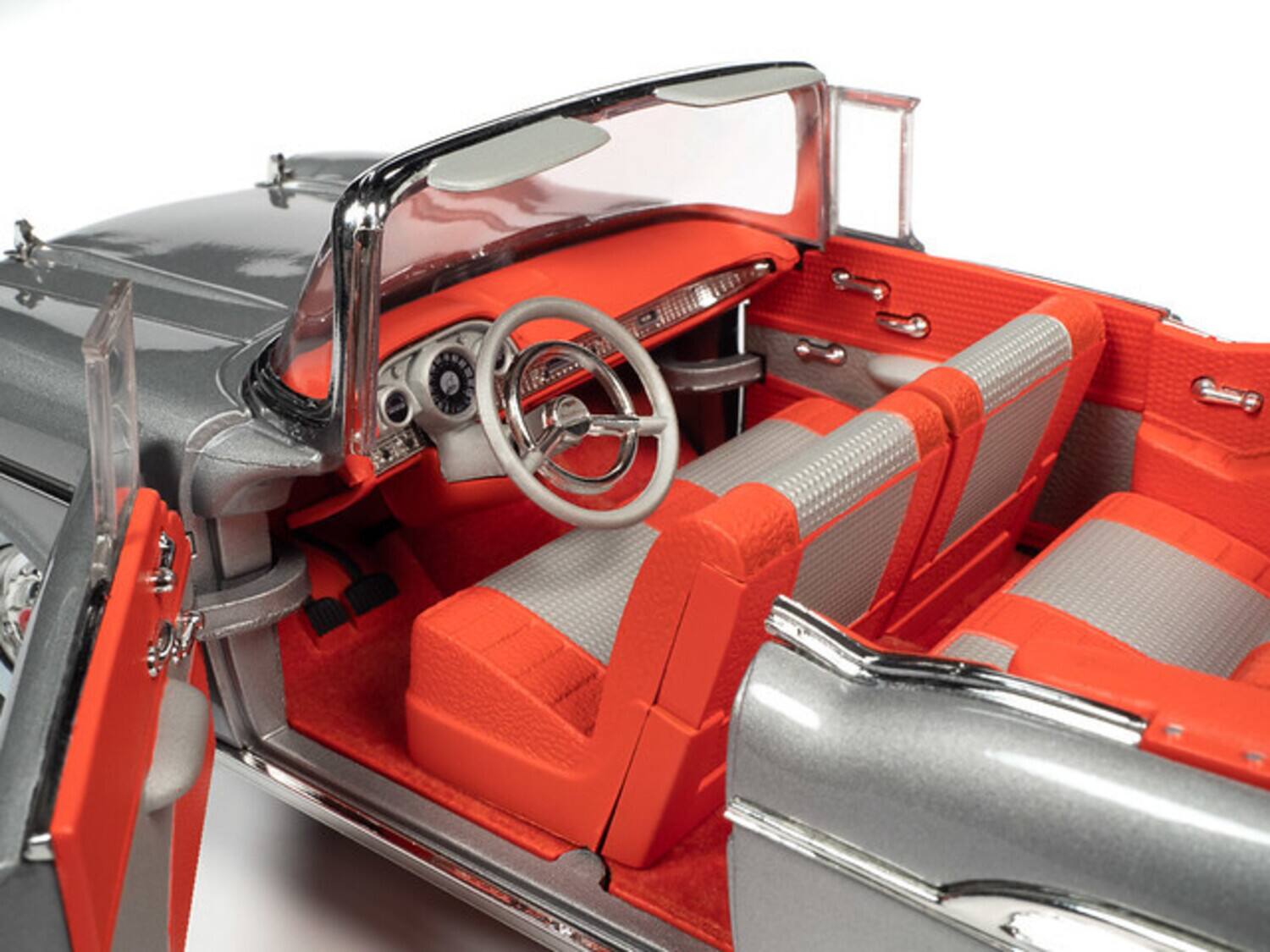 Alt View 3. PopMarket - Auto World 1957 Chevrolet Bel Air Convertible - Inca Silver 1/18 Scale Diecast   - COLLECTIBLES - Multicolor.
