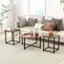 Alt View 12. Costway - 3 PCS Coffee Table Set Round Coffee Table and 2PCS Square End Tables Metal Frame Walnut - Walnut and Black.