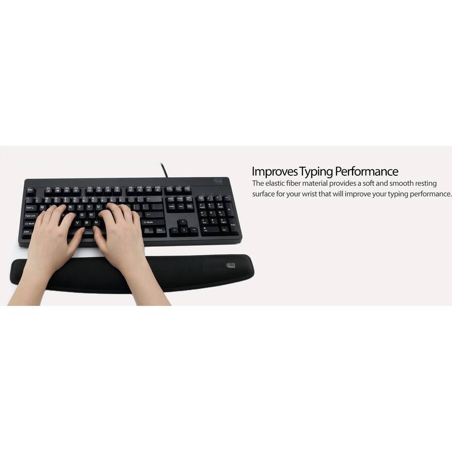 Improves Typing Performance  
The elastic fiber material provides a soft and smooth resting surface for your wrist that will improve your typing performance.