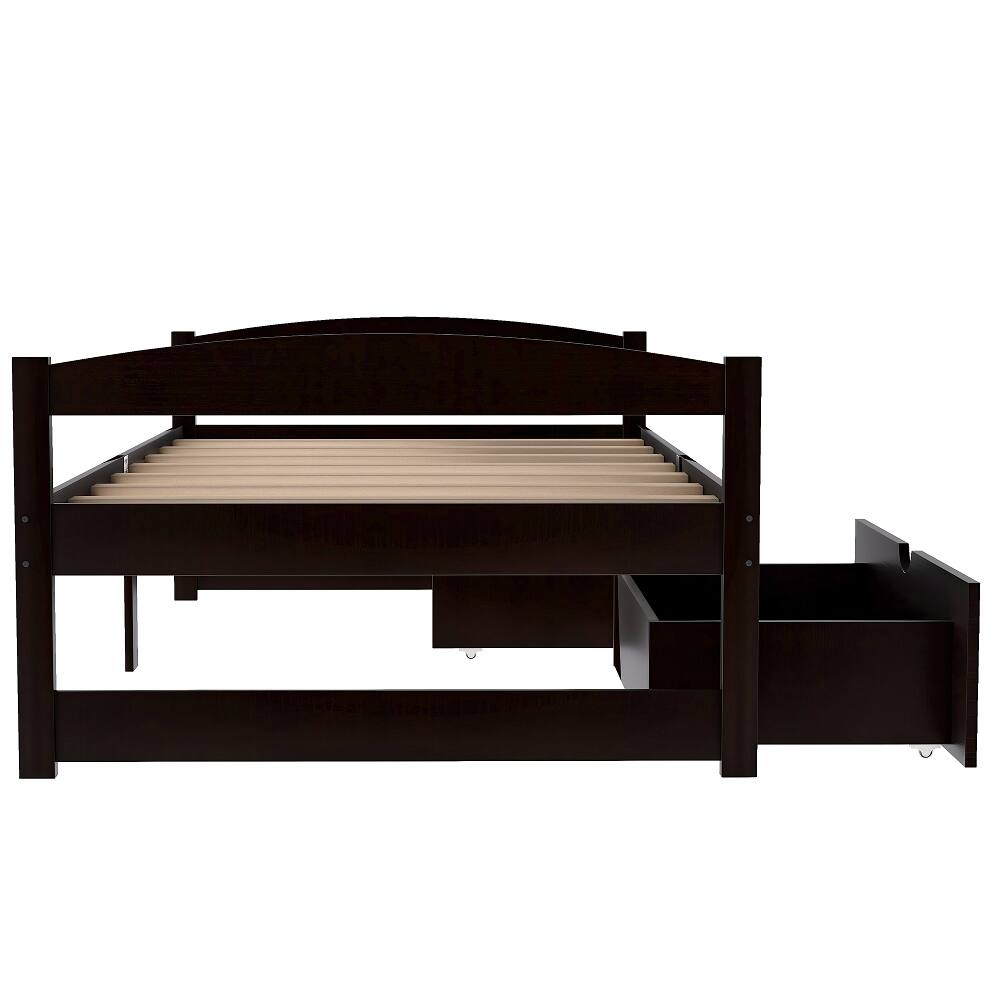 Alt View 8. Loheer - Loheer Twin Platform Bed with Drawers Espresso Wood Frame - Espresso.