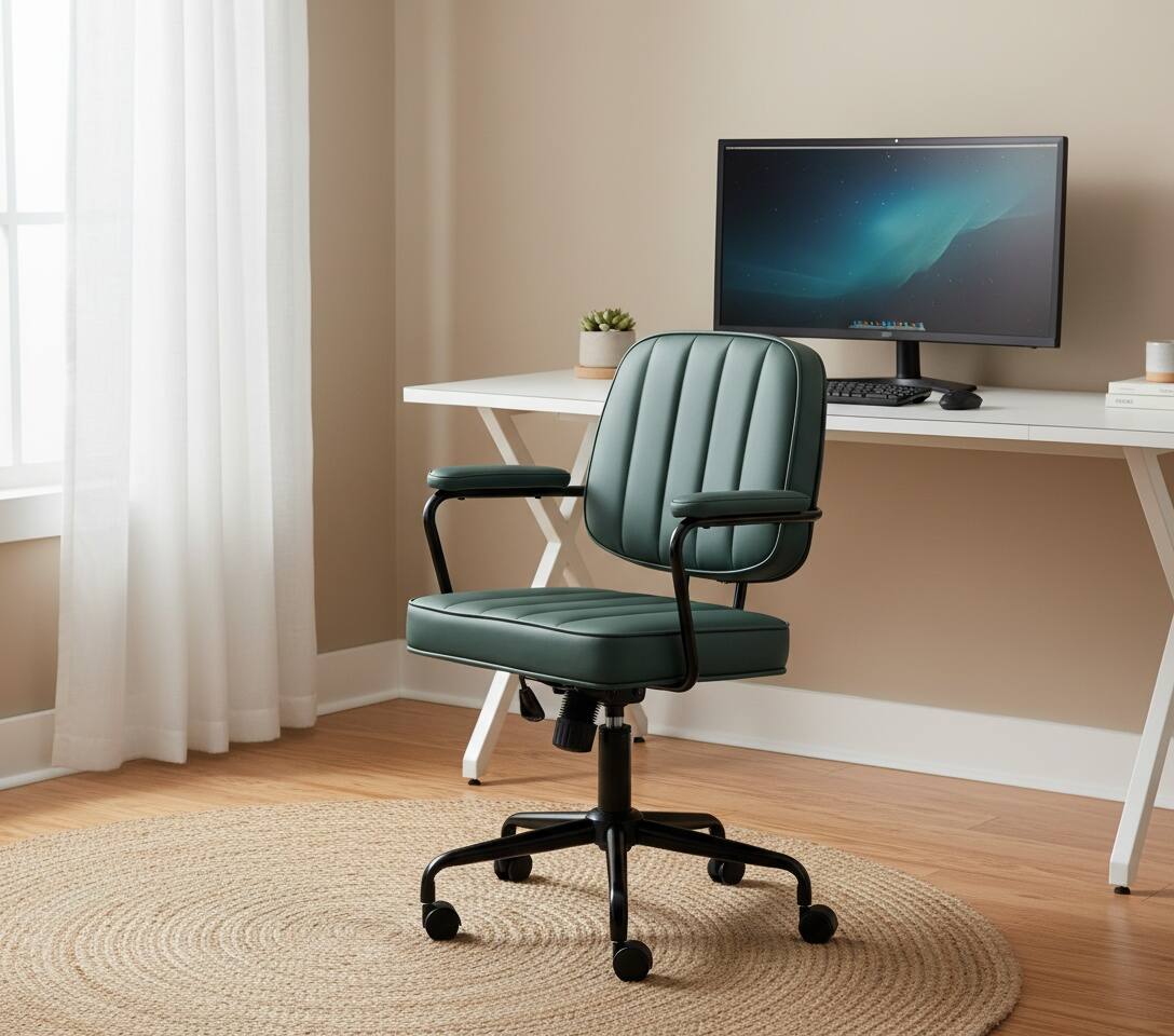 Left. Forest'nSky - Retro Style Office Chair, Adjustable Home & Office Desk Chair with Comfortable Seating,Green - Green.
