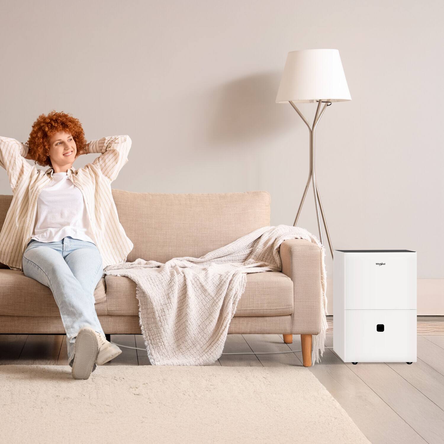 Alt View 4. Whirlpool - 50 Pint 3000 Sq. Ft 14.8 quart Energy Star Certified Dehumidifier with Pump in White - White.