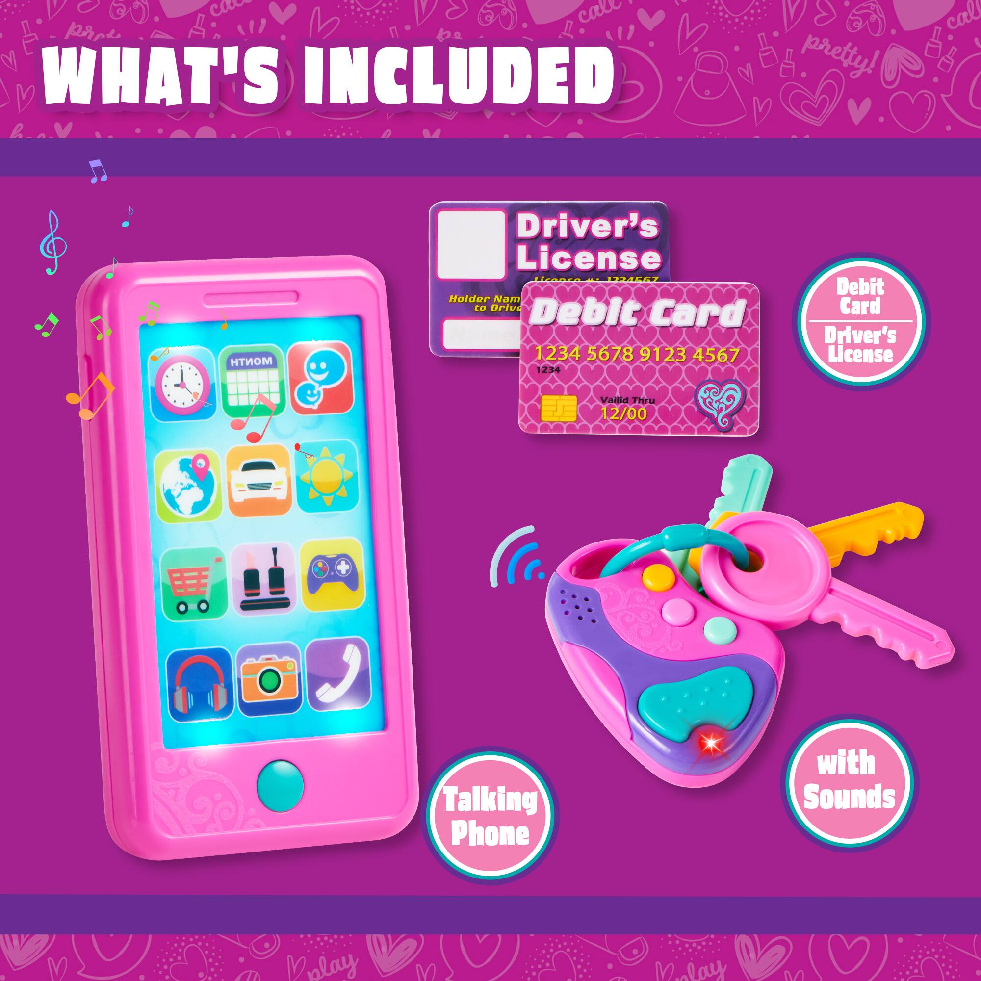 WHAT'S INCLUDED

- Driver's License
- Debit Card
- Talking Phone with Sounds

Debit Card: 1234 5678 9123 4567
Valid Thru: 12/00