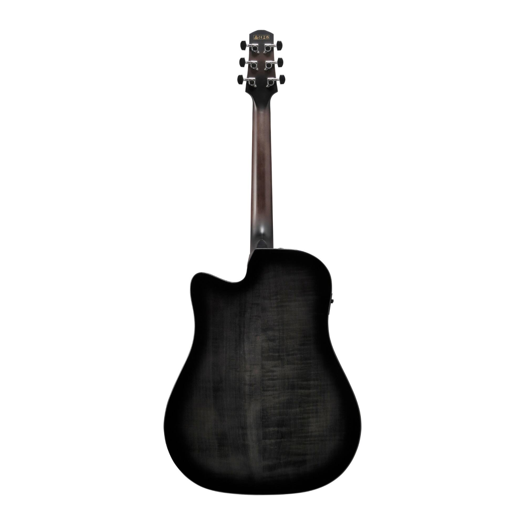 Angle. Ibanez - Ibanez AAD77CE Transparent Black Sunburst High Gloss Acoustic Electric Guitar.