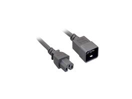 Nippon Labs - 14 AWG. C15 / C20 Power Cord, SJT, 15A, 300V, 1 ft. IEC-60320-C15 to IEC-60320-C20 Black Power Cable