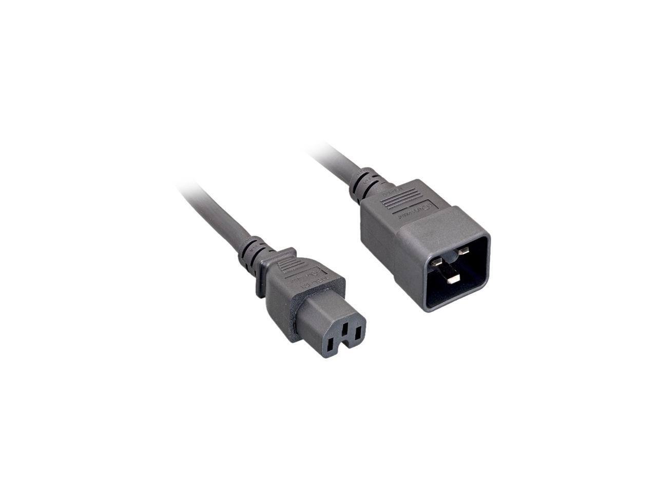Front. Nippon Labs - Nippon Labs 14 AWG. C15 / C20 Power Cord, SJT, 15A, 300V, 1 ft. IEC-60320-C15 to IEC-60320-C20 Black Power Cable.