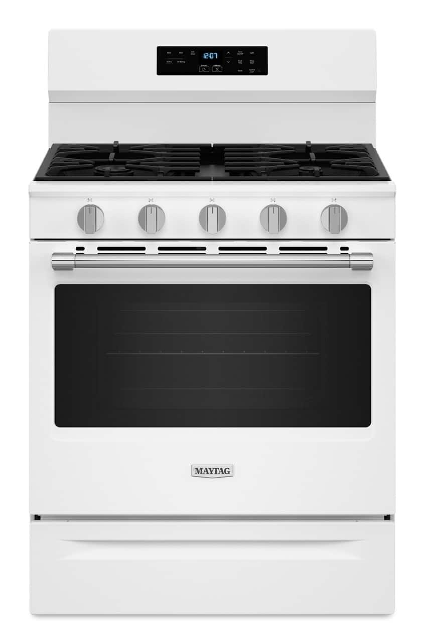 Maytag - 5.0 Cu. Ft. Freestanding Gas Range With No Preheat Air Fry and Air Baking - White - Front_Zoom