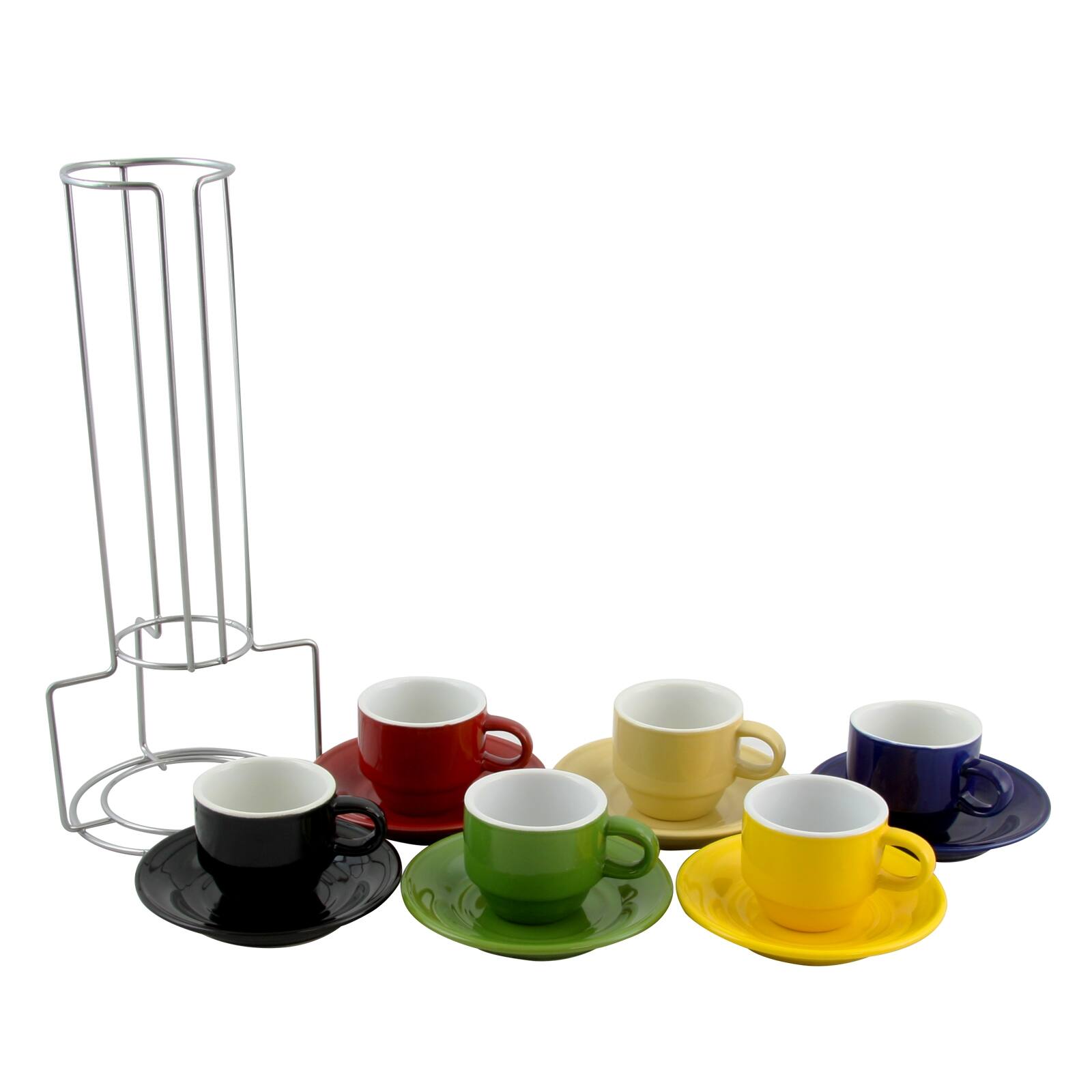 Alt View 2. Gibson - Gibson Sensations 13 Piece Espresso Cup Set with Wire Rack in Assorted Colors - Assorted.