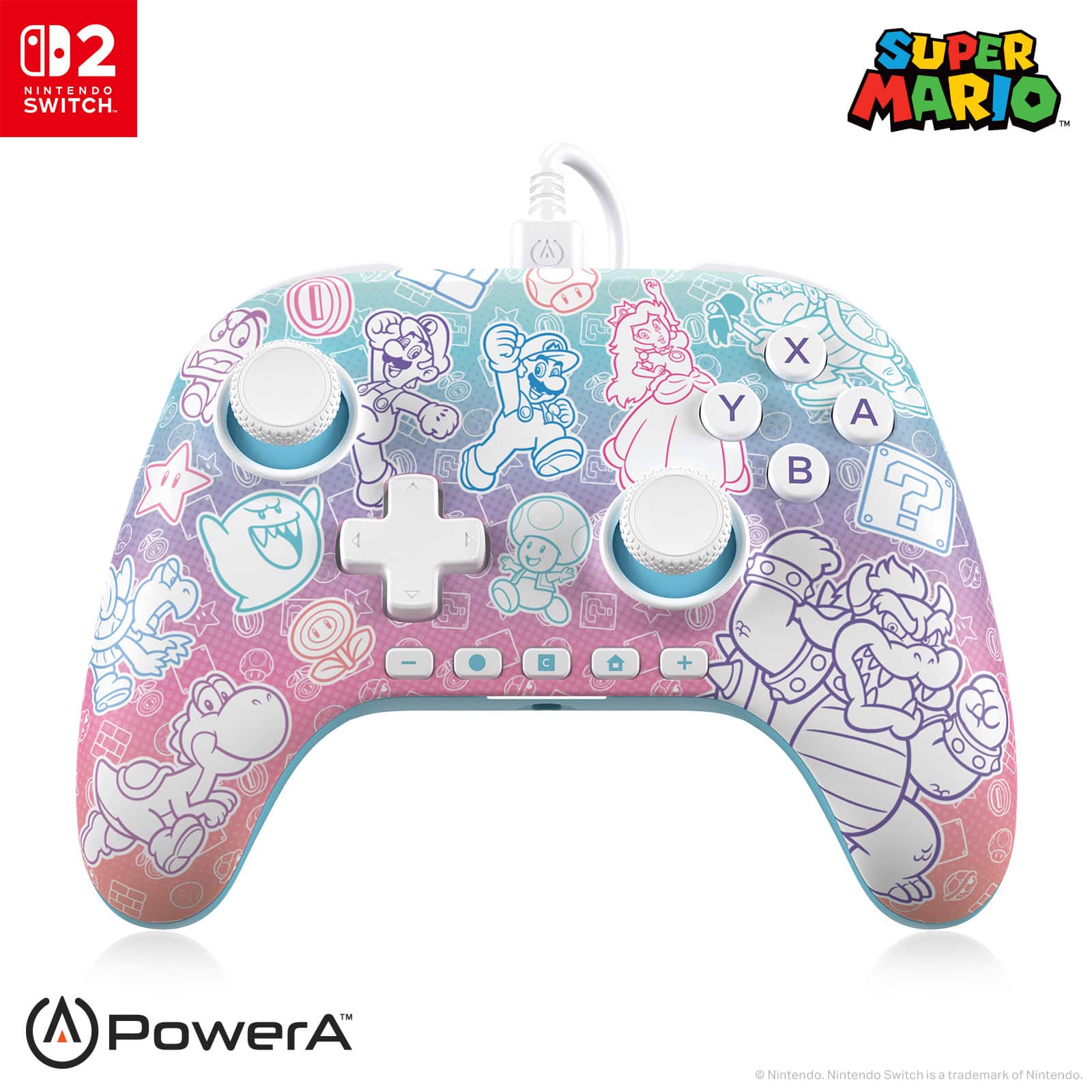 PowerA - Advantage Wired Controller for Nintendo Switch 2 - Mushroom Kingdom