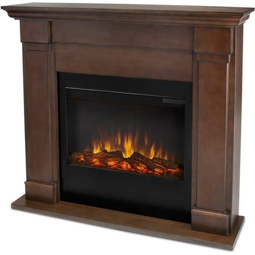 Front Standard. Real Flame - Slim Wall Mountable Electric Fireplace - Indoor Usage - Vintage Black Maple.