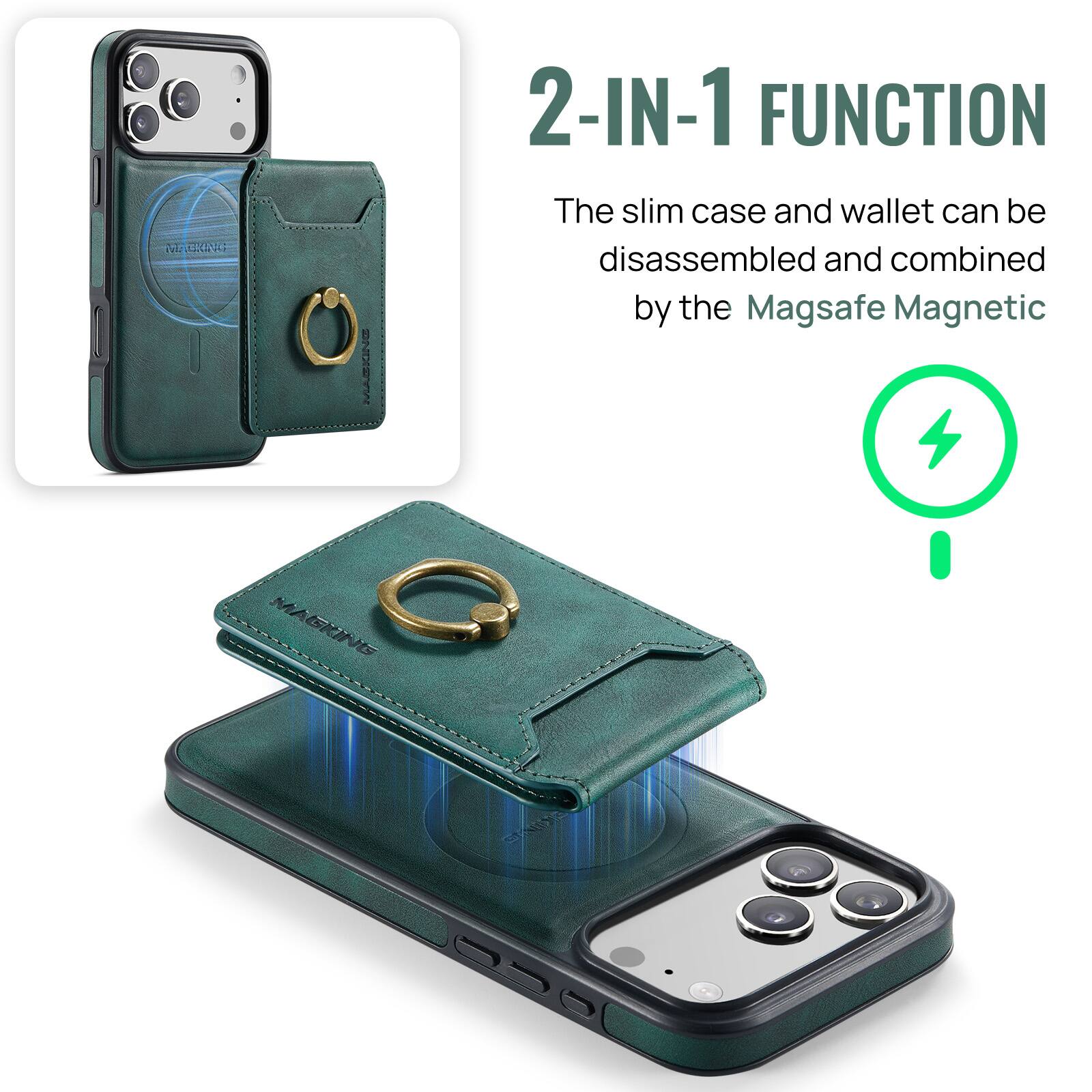 Nelz MADKIG SNDEY 2-IN-1 FUNCTION The slim case and wallet can be disassembled and combined by the Magsafe Magnetic MAGRINE