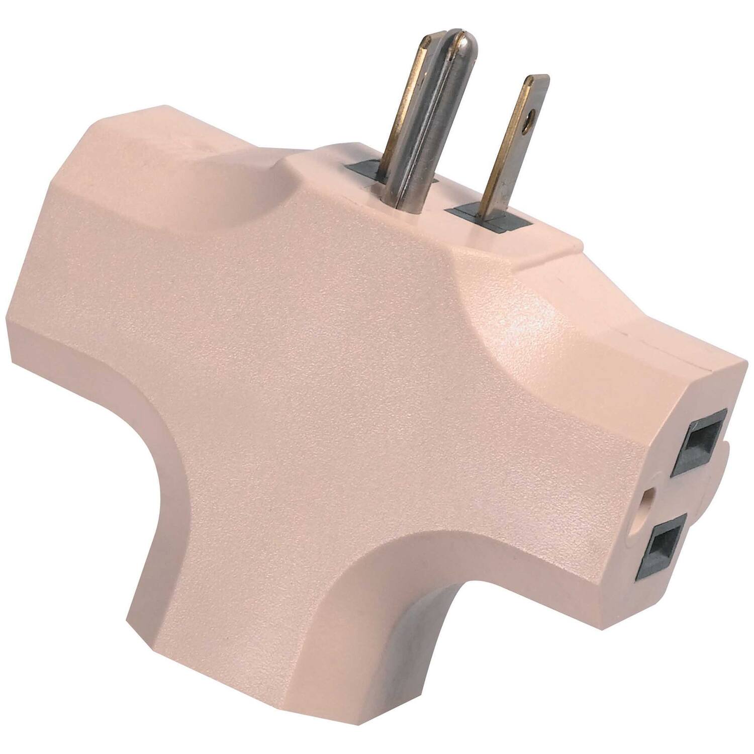 Woods - Grounded 3 outlets Adapter 1 pk - Beige|Brown