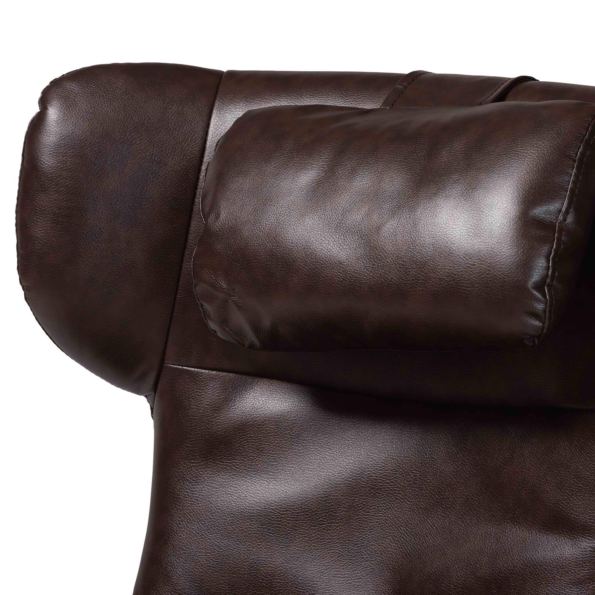 Alt View 4. Baxton Studio - Elwood Modern Faux Leather 2-Piece Lounge Chair and Footrest Set - Dark Brown/Black.