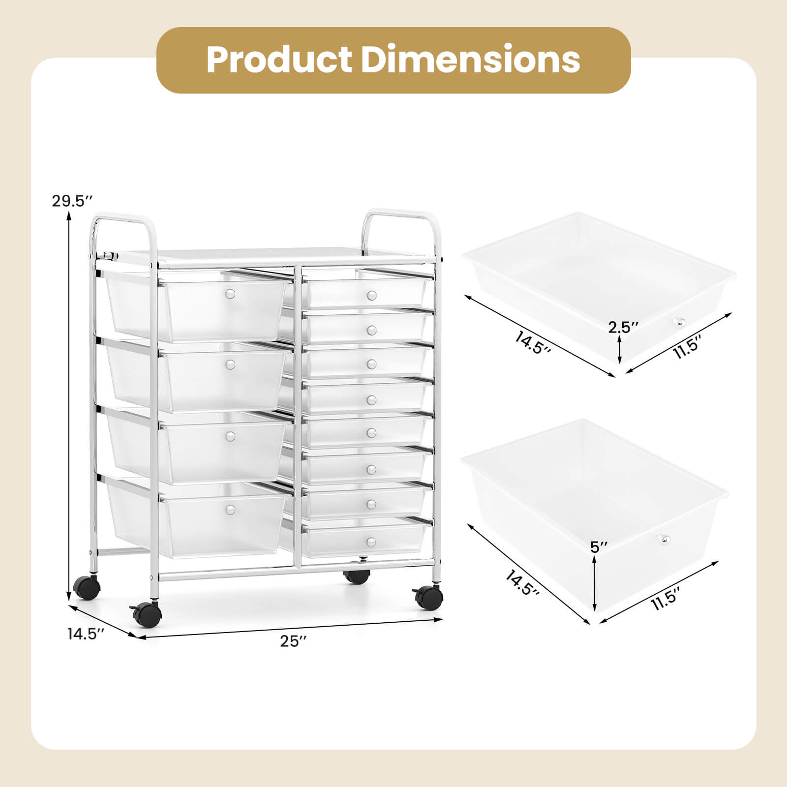 Product Dimensions: 29.5" x 14.5" x 2.5" x 11.5" x 14.5" x 25" x 14.5" x 5" x 11.5"