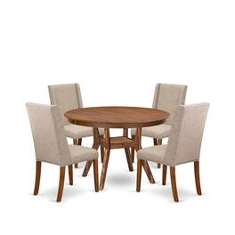 Luxe - 5-Piece Kitchen Table Set A Wooden Dining Table, 4 Dining Chairs - Light Tan