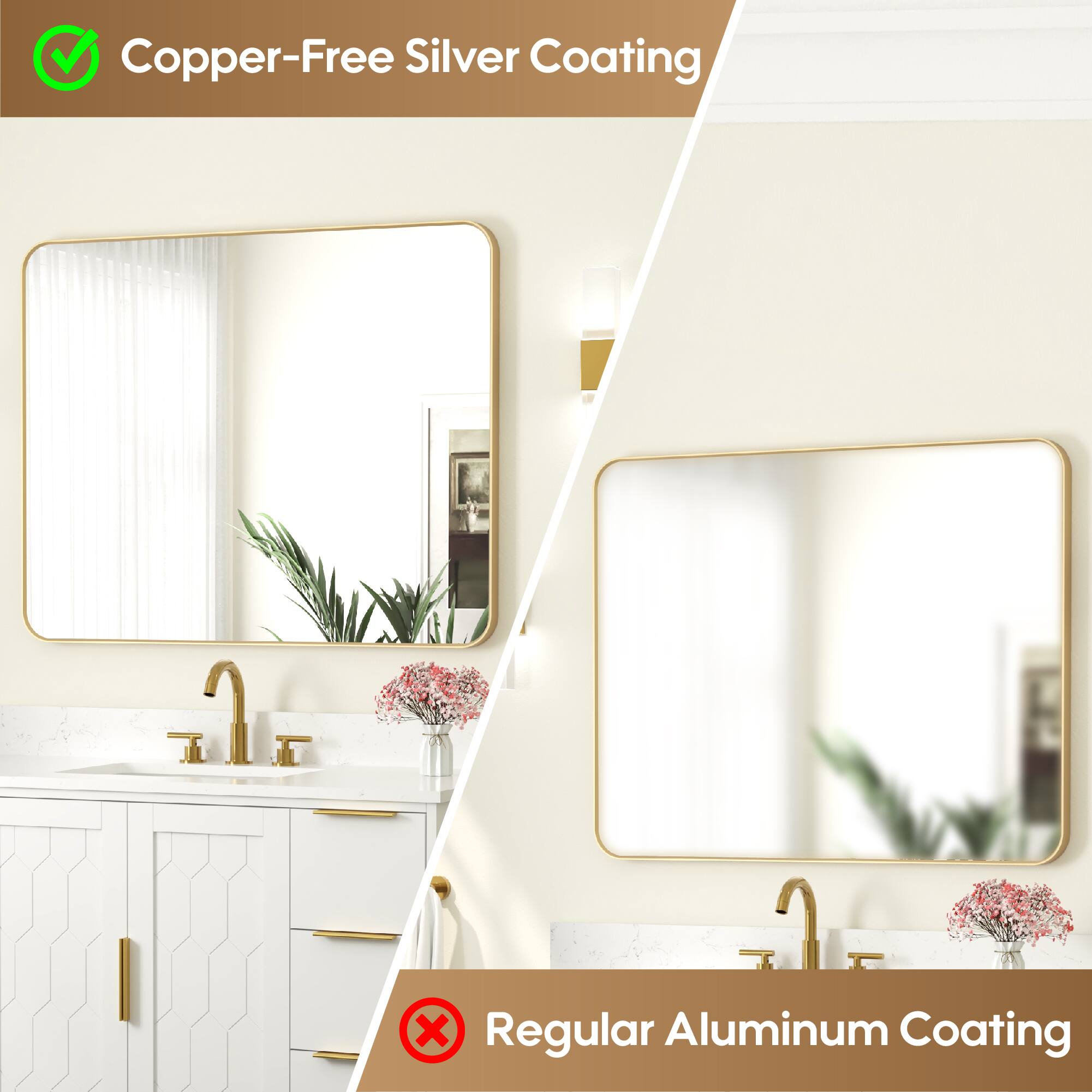 Copper-Free Silver Coating  
Regular Aluminum Coating