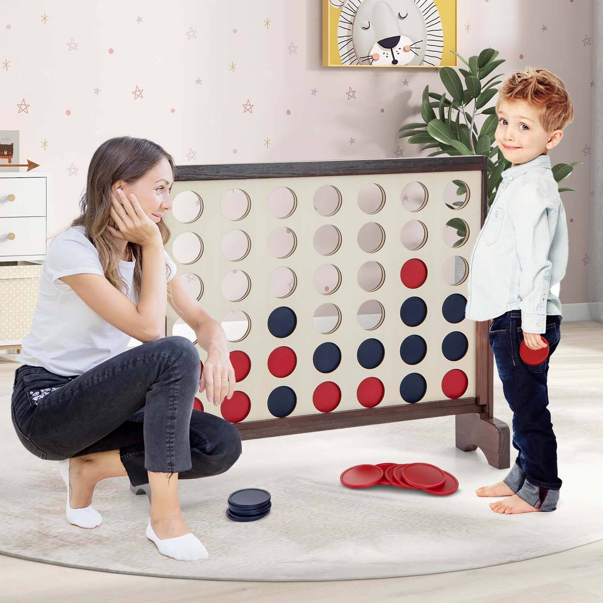 Alt View 7. Costway - Costway 4-in-a-row Game Set with 42 PCS Chips & 600D Oxford Fabric Carrying Bag Wooden - Brown.