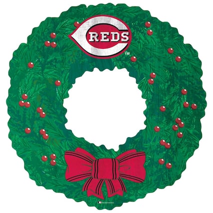 Front. Fan Creations - Cincinnati Reds 16'' Team Wreath Sign - Green.