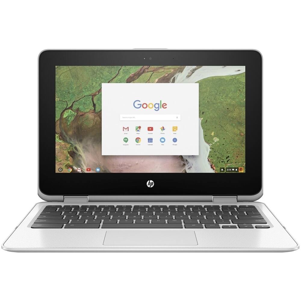 Front. HP - 2-in-1 11.6" Touch-Screen Chromebook - Intel Celeron - 4GB Memory - 16GB eMMC Flash Memory - Snow white.