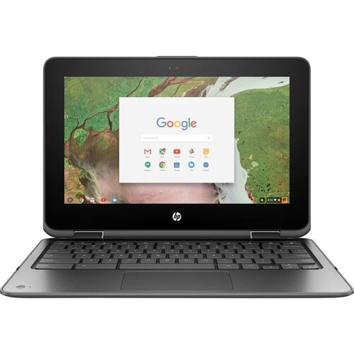 HP - 2-in-1 11.6" Touch-Screen Chromebook - Intel Celeron - 4GB Memory - 16GB eMMC Flash Memory - Smoke gray-Front_Standard 