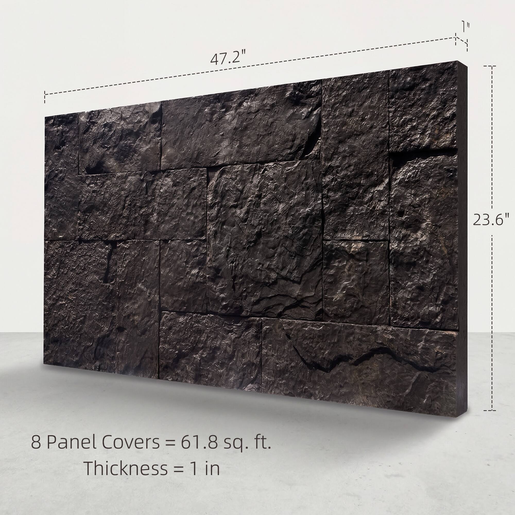47.2" x 23.6" 8 Panel Covers = 61.8 sq. ft. Thickness = 1 in