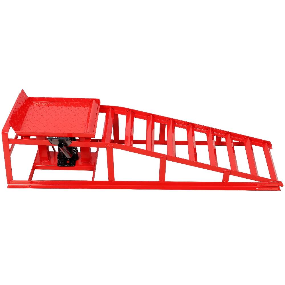 Back. Ropilly - Ropilly 5 Ton Hydraulic Car Ramps with Pedal Heavy Duty Steel Auto Repair Lift 10000 lbs Truck Service Ramps 2 Pack Red.