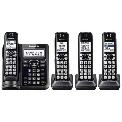 Panasonic - KX-TGF544B DECT 6.0 Expandable Cordless Phone System with Digital Answering System - Black