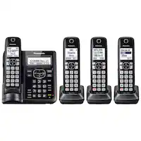 Panasonic - KX-TGF544B DECT 6.0 Expandable Cordless Phone System with Digital Answering System - Black - Angle_Zoom