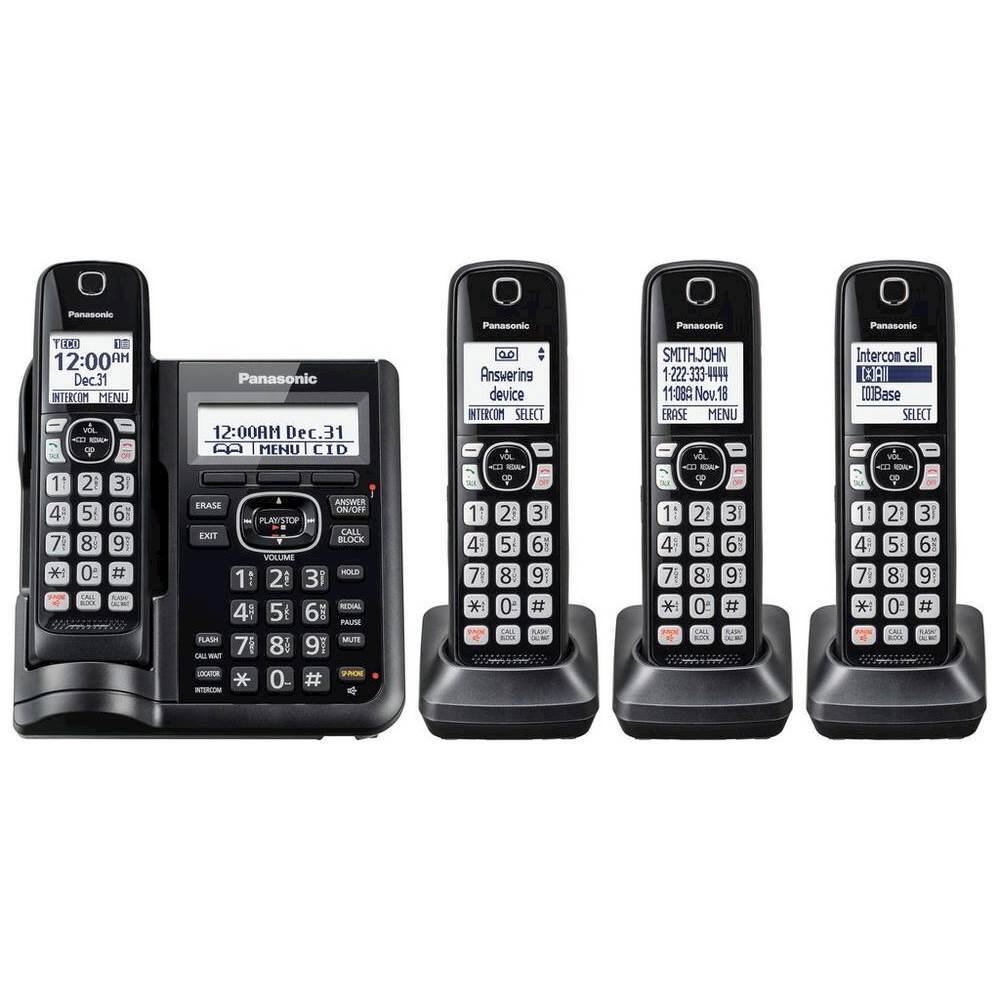 Angle. Panasonic - KX-TGF544B DECT 6.0 Expandable Cordless Phone System with Digital Answering System - Black.