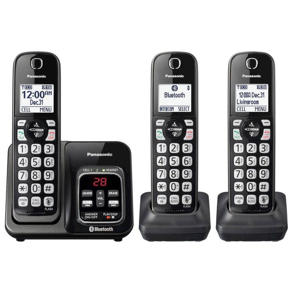 Angle View: Panasonic - KX-TGD563M Link2Cell DECT 6.0 Expandable Cordless Phone System with Digital Answering System - Metallic Black