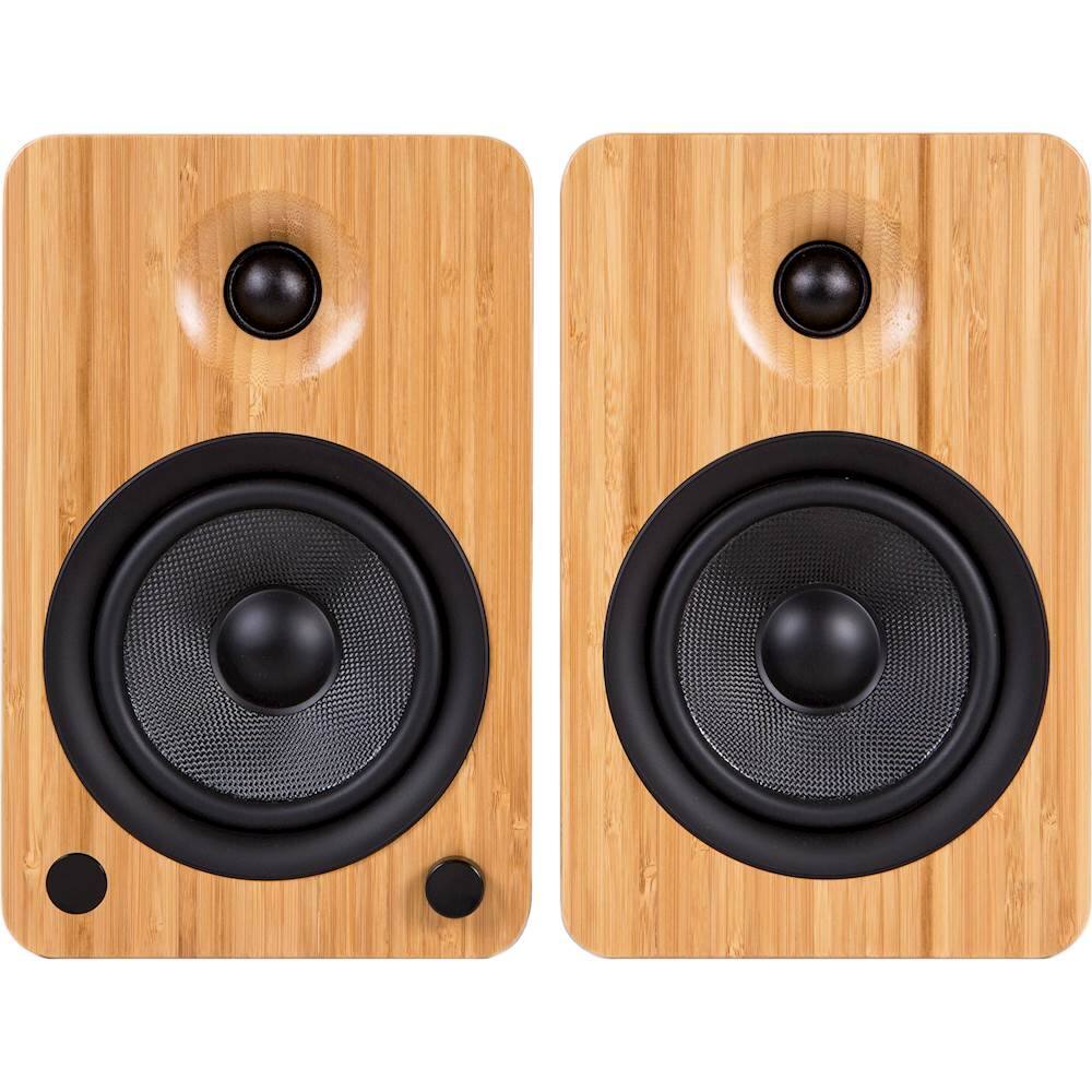 Left. Kanto - 5-1/4" Powered Wireless 2-Way Bookshelf Speakers (Pair) - Bamboo.