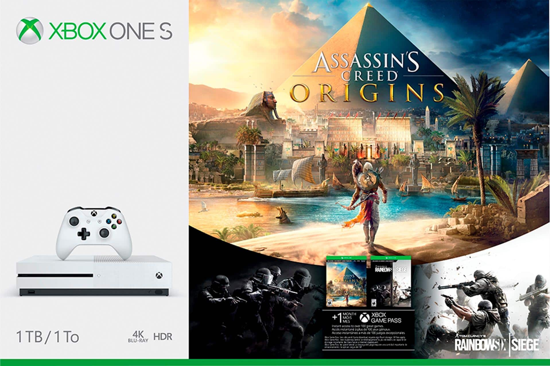 Best Buy Microsoft Xbox One S 1tb Assassin S Creed Origins Bonus Bundle With 4k Ultra Hd Blu Ray White 234