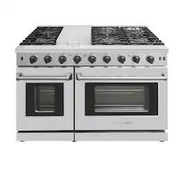 Stellari - 48 in. 6-Burners 6.8 cu. Ft. Double Oven Freestanding Professional Gas Range in Stainless Steel, Griddle,Convection Oven - Stainless Steel