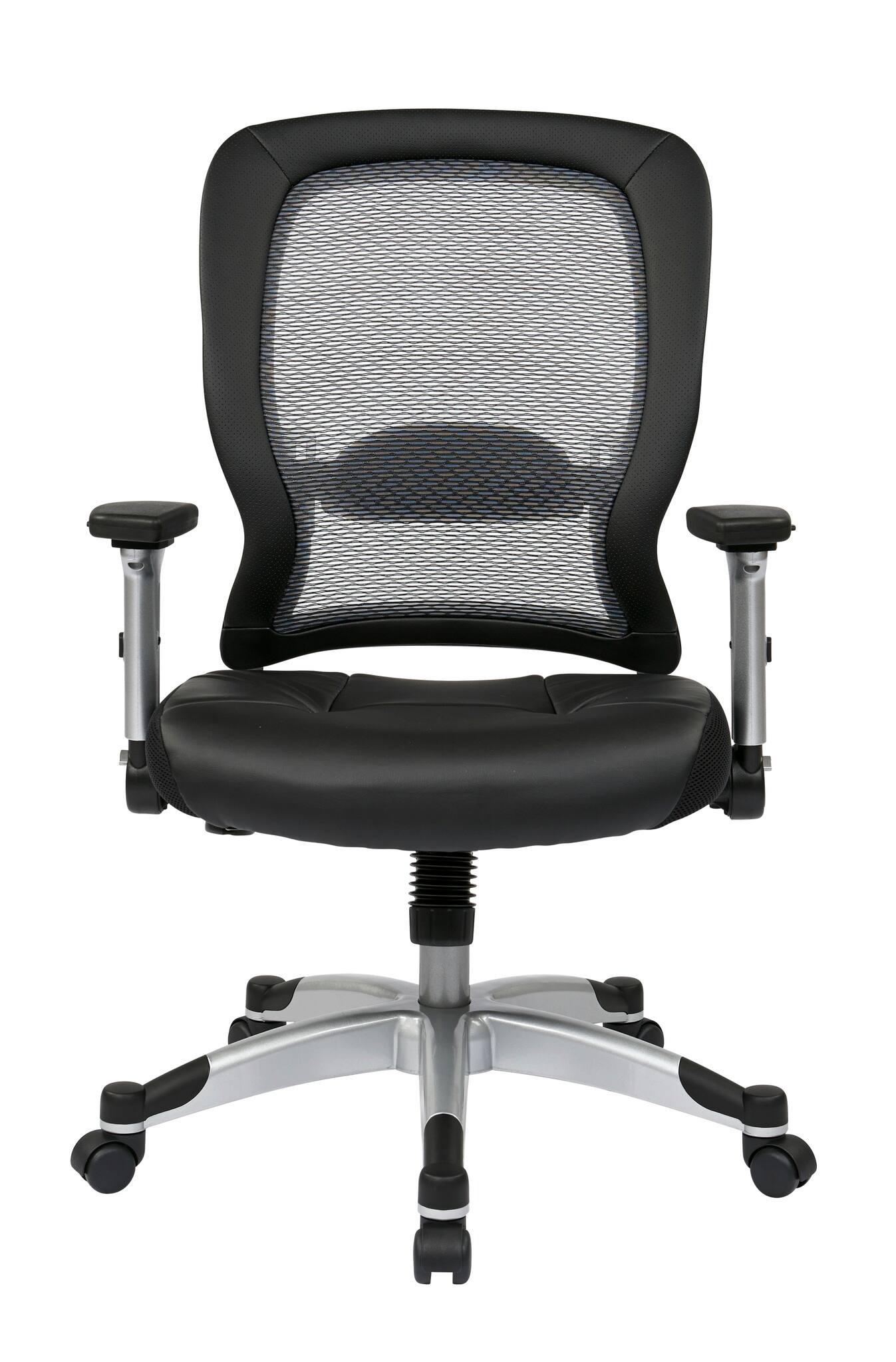 Front. Office Star Products - Professional Light Air Grid® Back Chair - Platinum & Black.