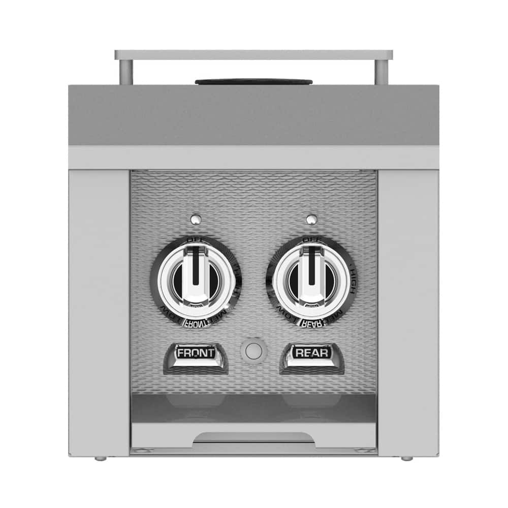 Left. Hestan - 12" Gas Cooktop - Stainless steel.