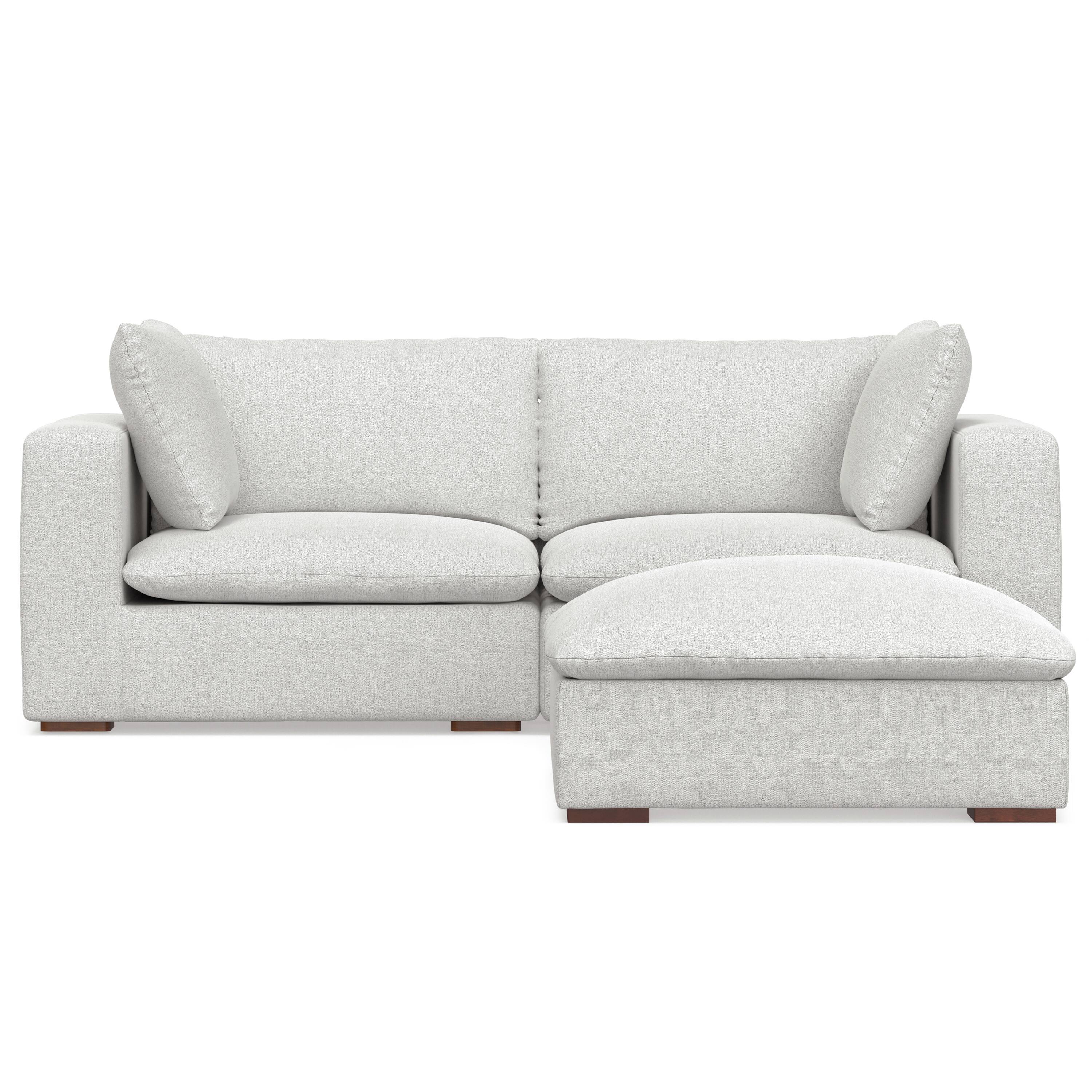 Alt View 3. Simpli Home - Jasmine 2-Seater Modular Sofa and Ottoman Set in Performance Fabric - Cloud Grey.