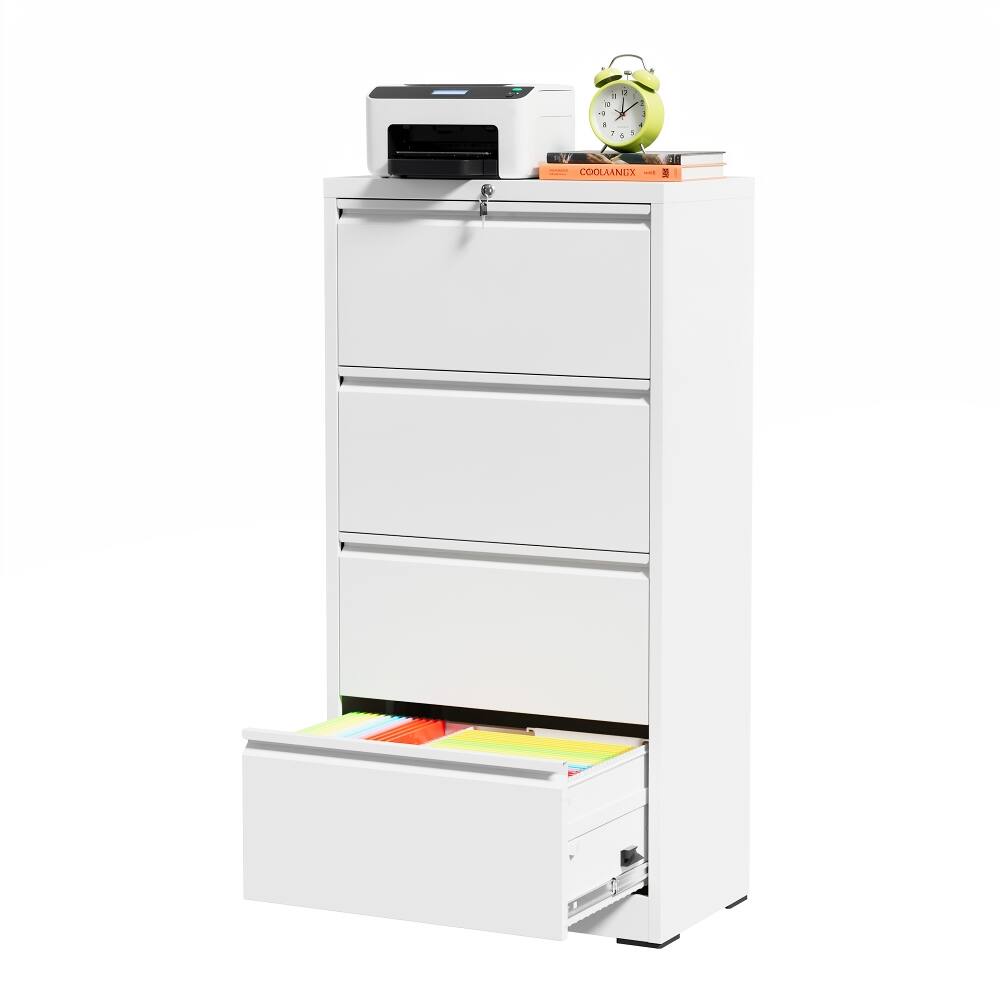 Alt View 10. Loheer - Loheer 4 Drawer Lateral File Cabinet with Lock White Steel Storage for Home Office Letter Legal A4.