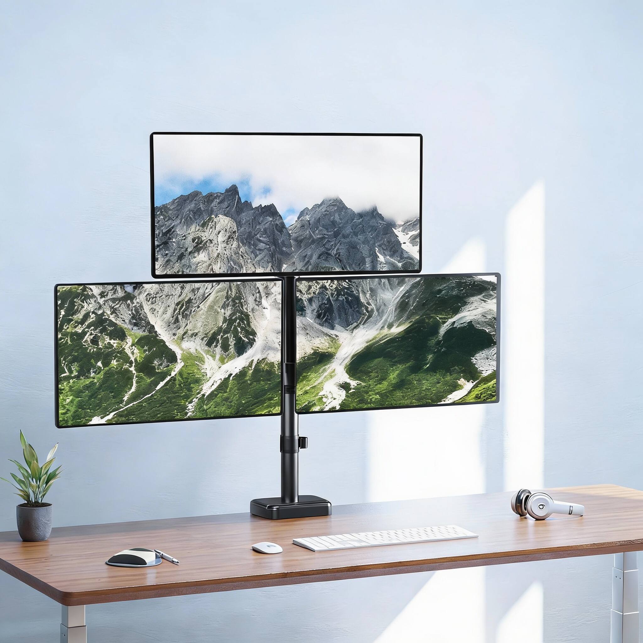 Alt View 2. Frangdom - Dual Monitor Stand 49-32" 4.4-44Lbs Vertical Stack VESA - Dual 22–49" 44Lbs.