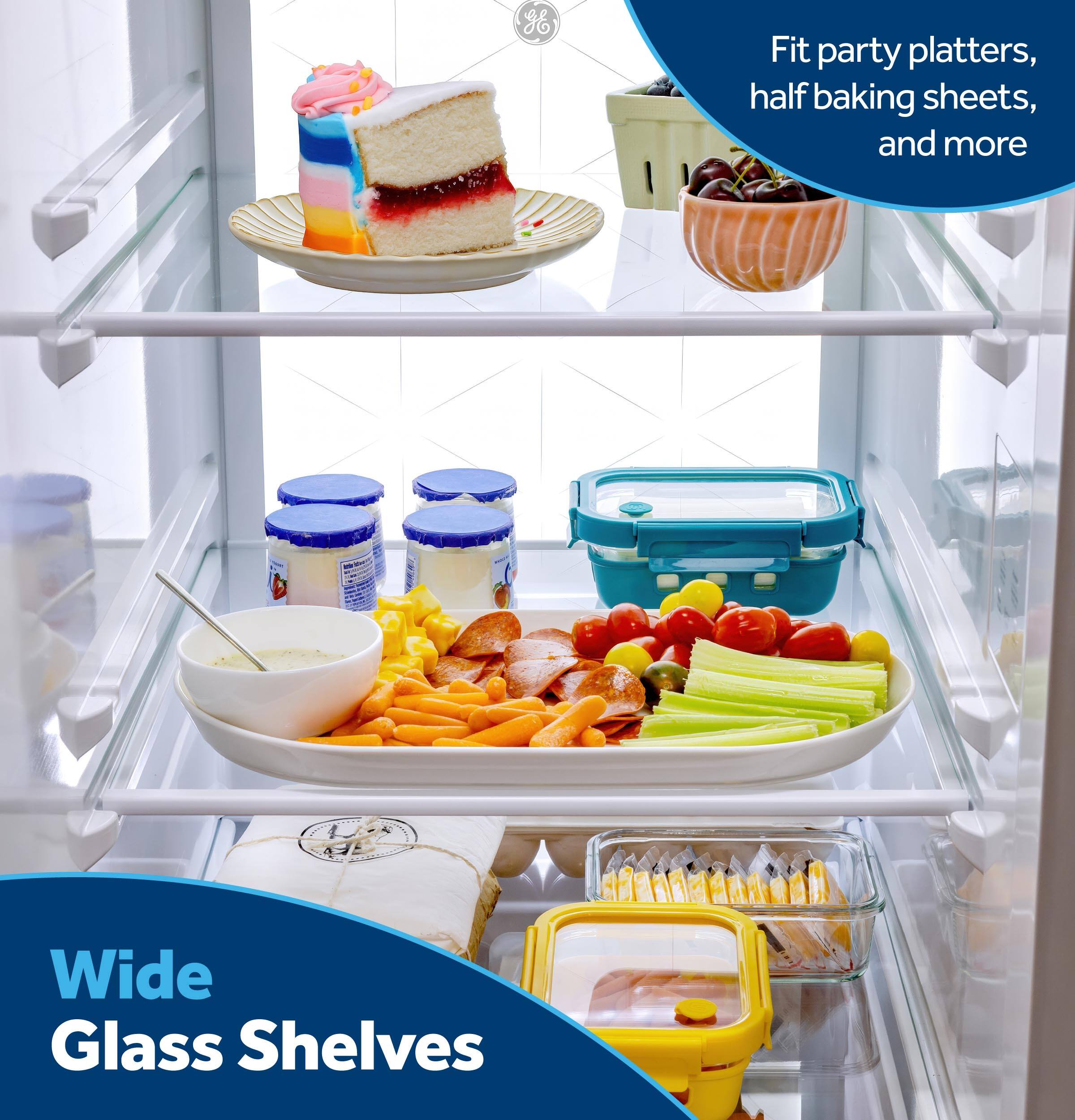 Fit party platters, half baking sheets, and more

Wide Glass Shelves