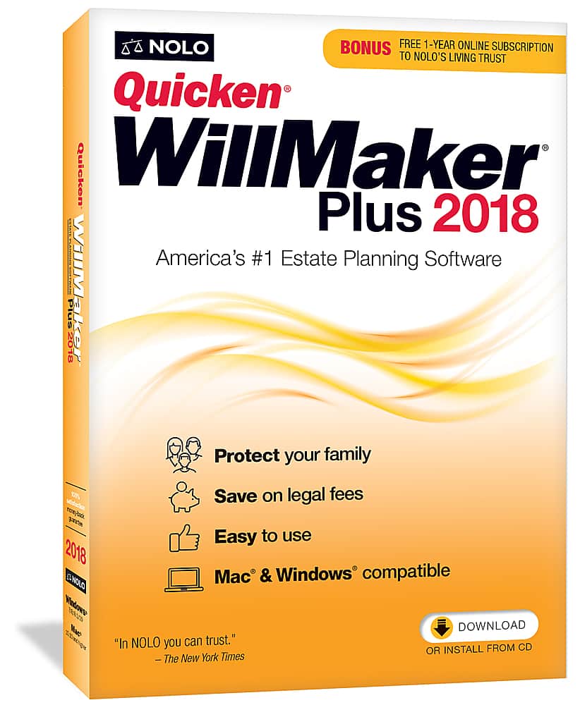 Front. Nolo - Quicken WillMaker Plus 2018.